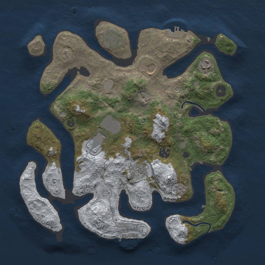 Rust Map: Procedural Map, Size: 3500, Seed: 4508862, 16 Monuments