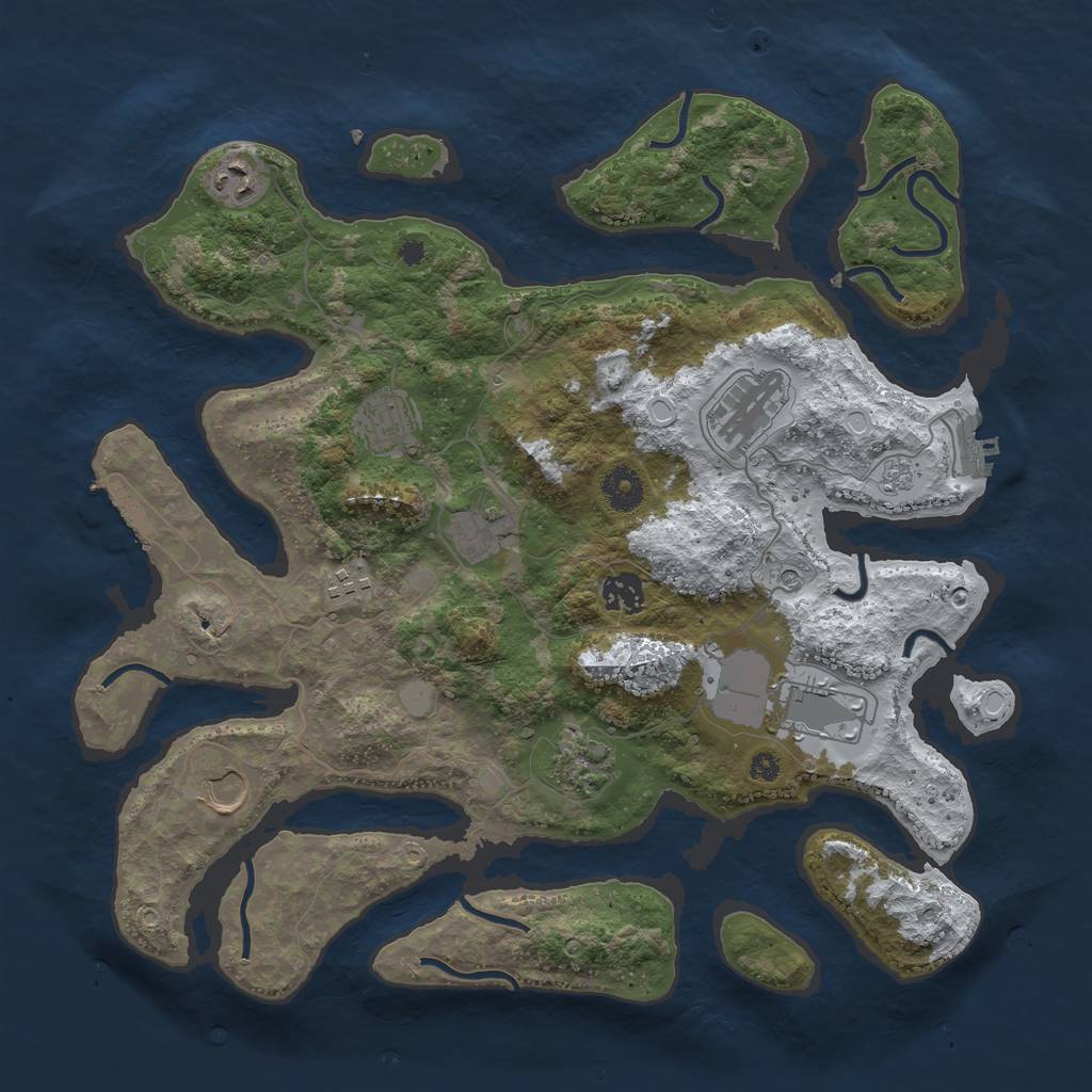 Rust Map: Procedural Map, Size: 3800, Seed: 5688596, 18 Monuments