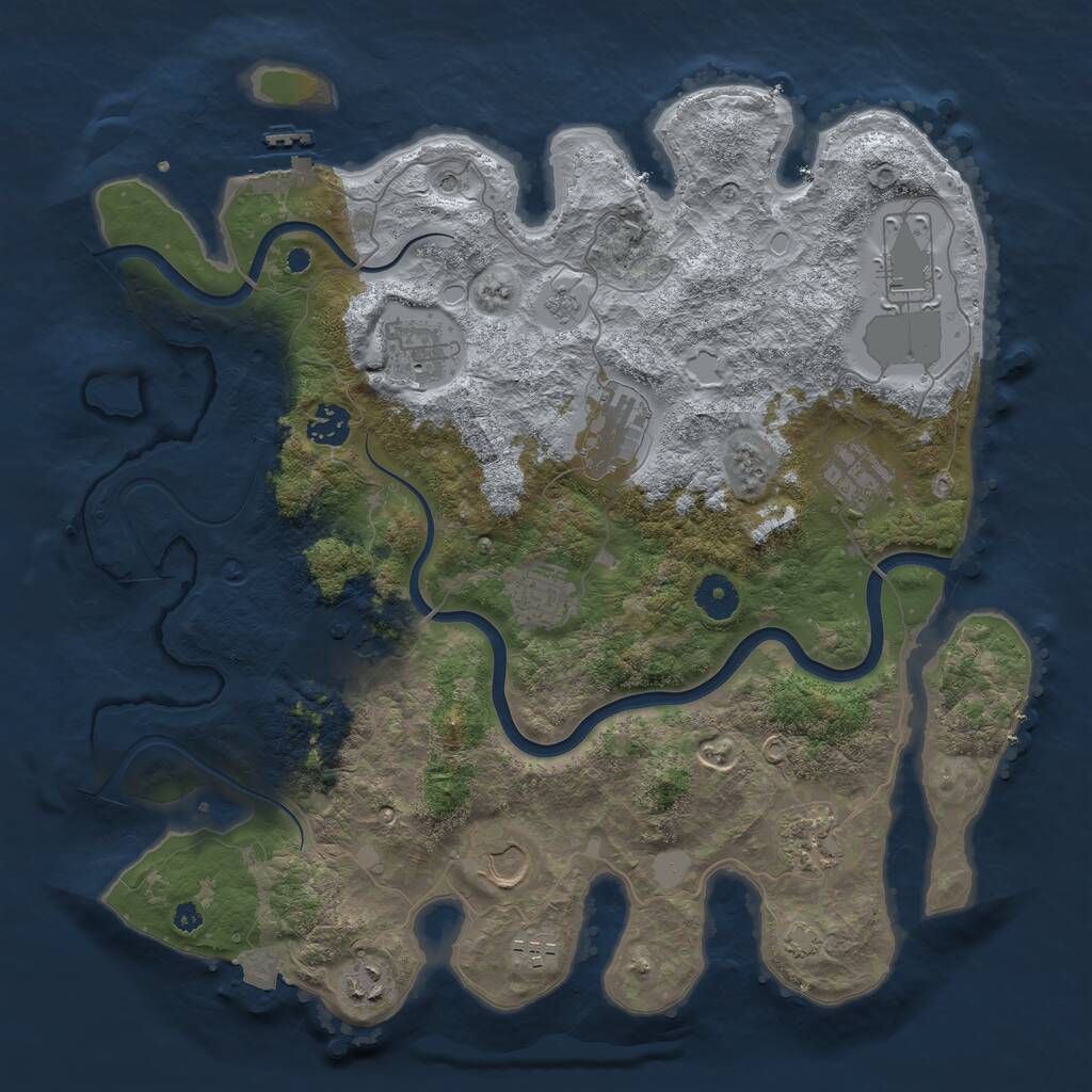 Rust Map: Procedural Map, Size: 3800, Seed: 2537960, 16 Monuments