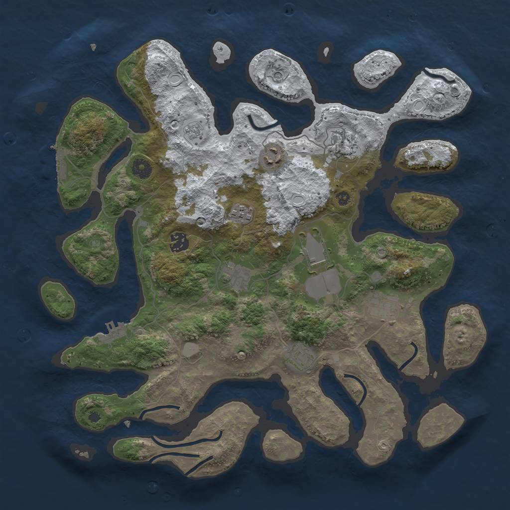 Rust Map: Procedural Map, Size: 3800, Seed: 1703948, 17 Monuments