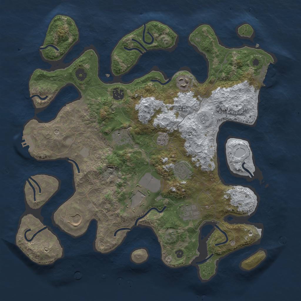 Rust Map: Procedural Map, Size: 3800, Seed: 1266454, 17 Monuments