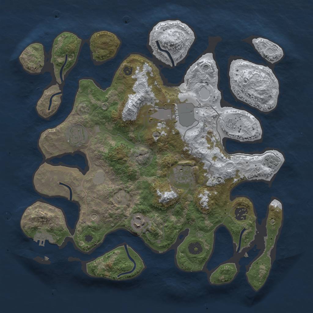 Rust Map: Procedural Map, Size: 3500, Seed: 4206656, 14 Monuments