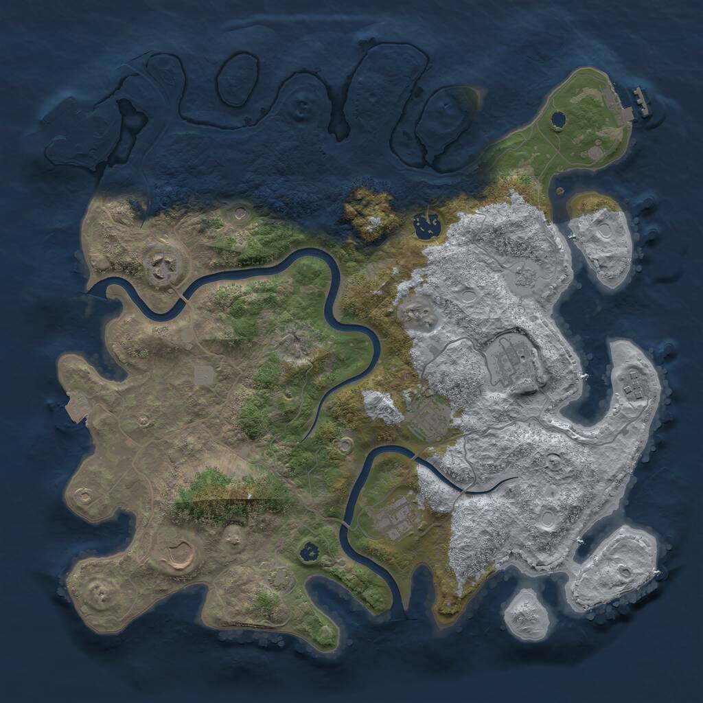 Rust Map: Procedural Map, Size: 3800, Seed: 6075118, 13 Monuments
