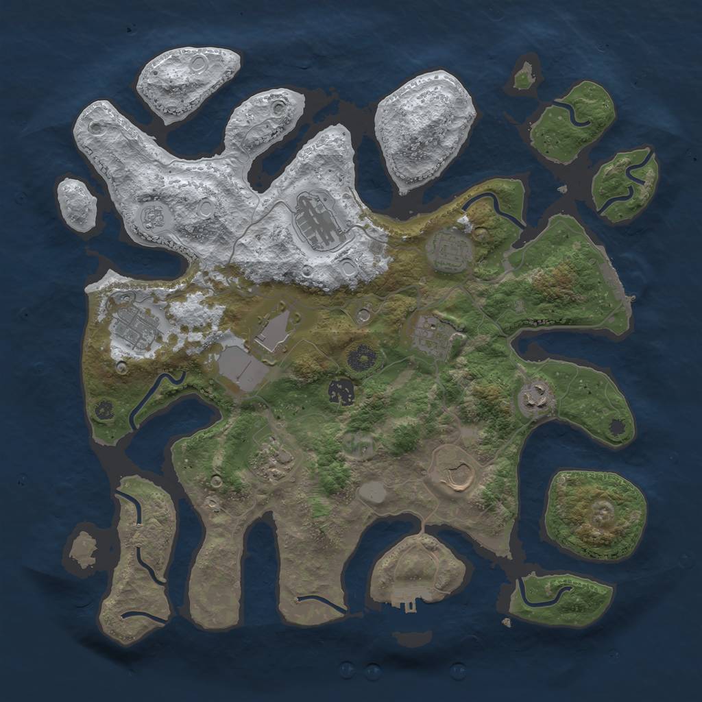 Rust Map: Procedural Map, Size: 3800, Seed: 1760825, 18 Monuments