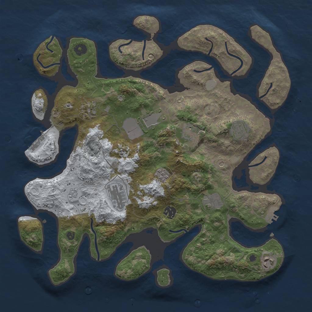 Rust Map: Procedural Map, Size: 3800, Seed: 20125, 18 Monuments