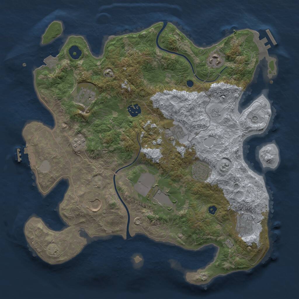 Rust Map: Procedural Map, Size: 3500, Seed: 4116301, 15 Monuments