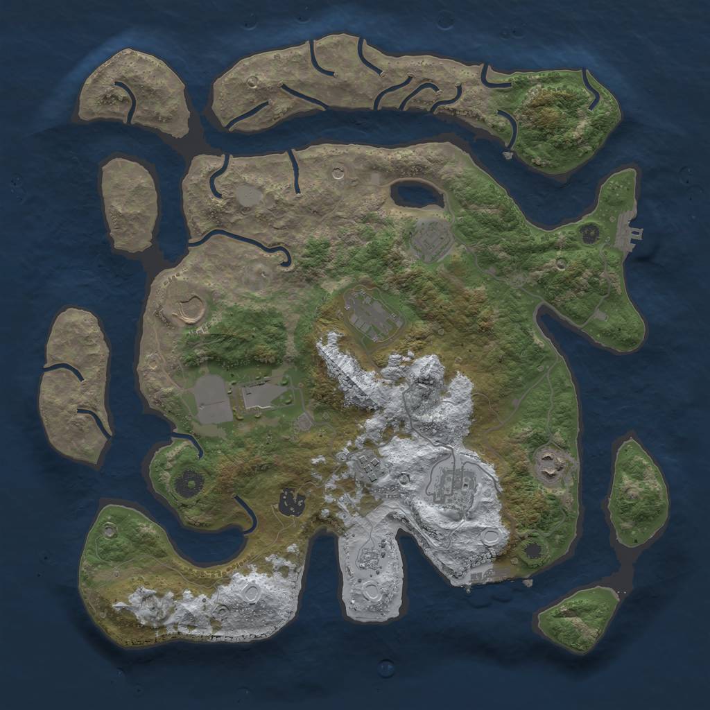 Rust Map: Procedural Map, Size: 3800, Seed: 1079262, 17 Monuments