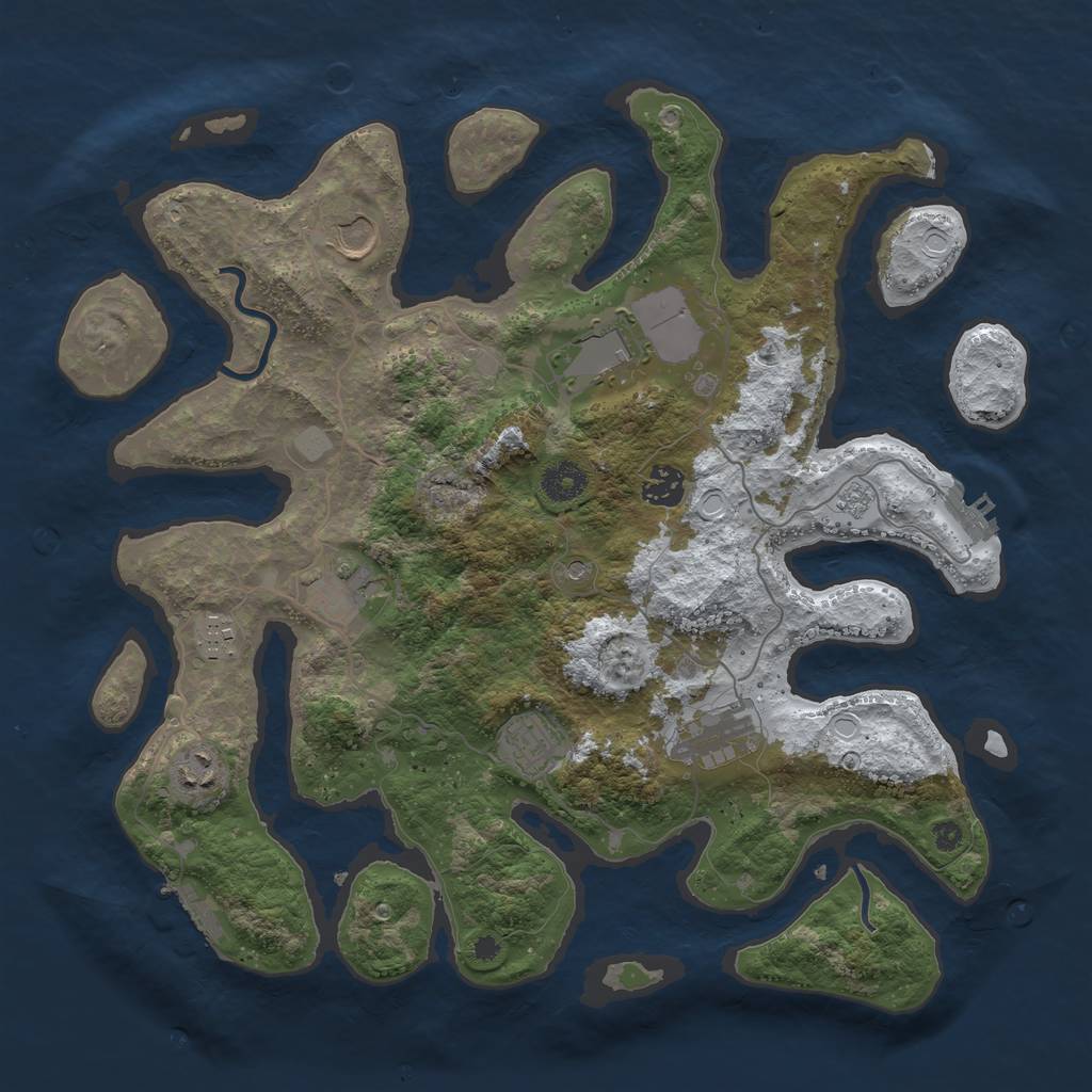 Rust Map: Procedural Map, Size: 3800, Seed: 3761412, 17 Monuments