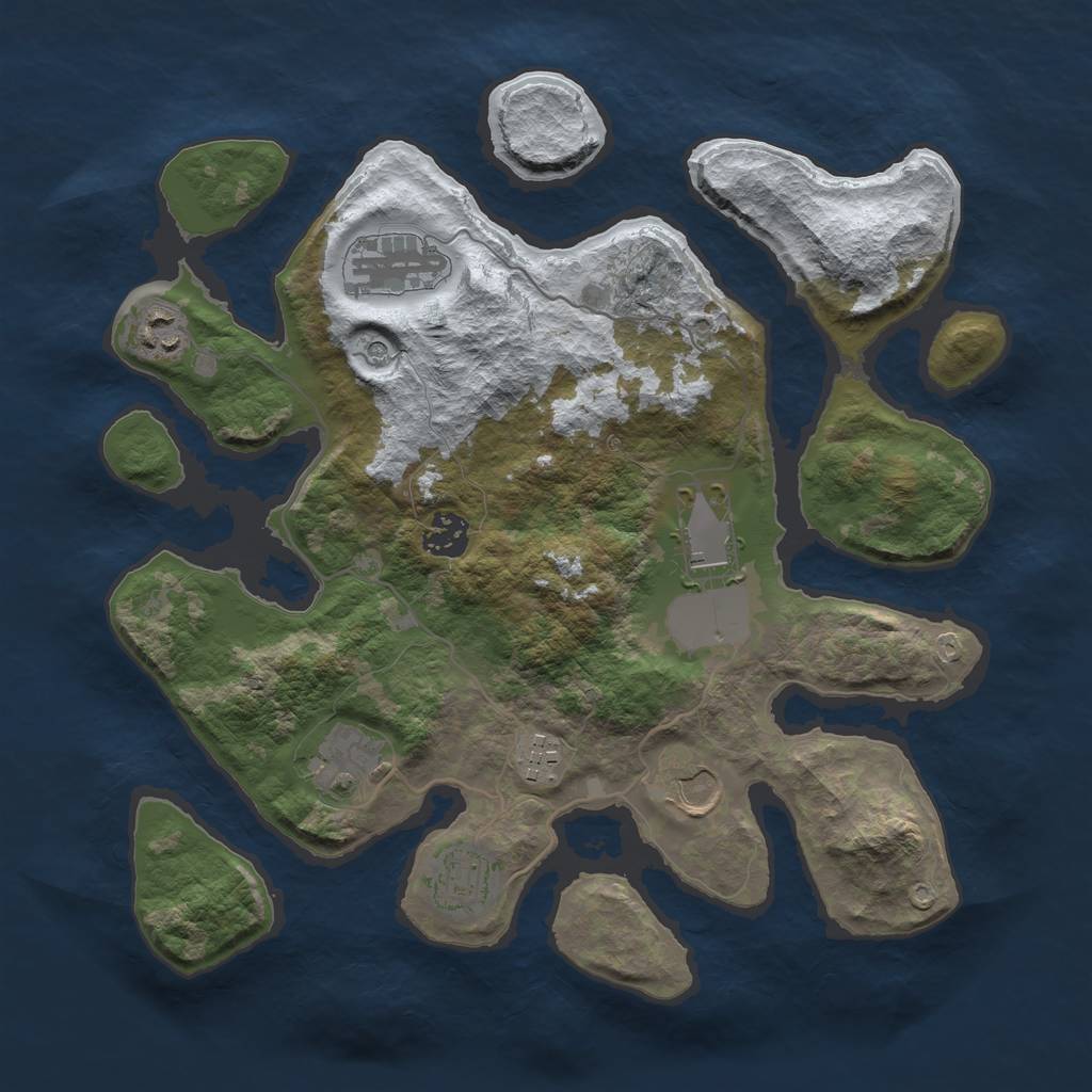 Rust Map: Barren, Size: 3500, Seed: 3847573, 11 Monuments