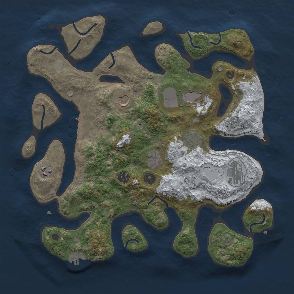 Rust Map: Procedural Map, Size: 3800, Seed: 6074101, 17 Monuments