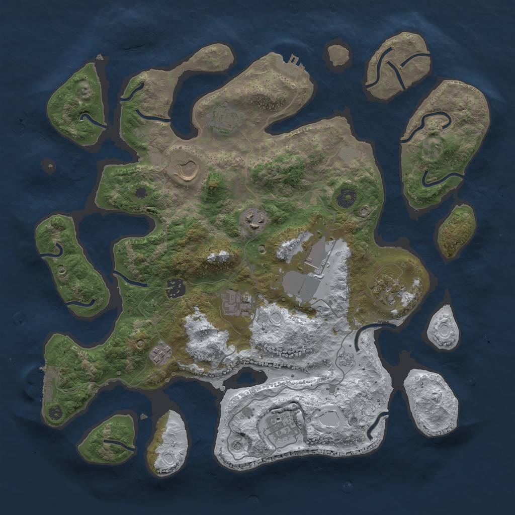 Rust Map: Procedural Map, Size: 3800, Seed: 5128241, 18 Monuments