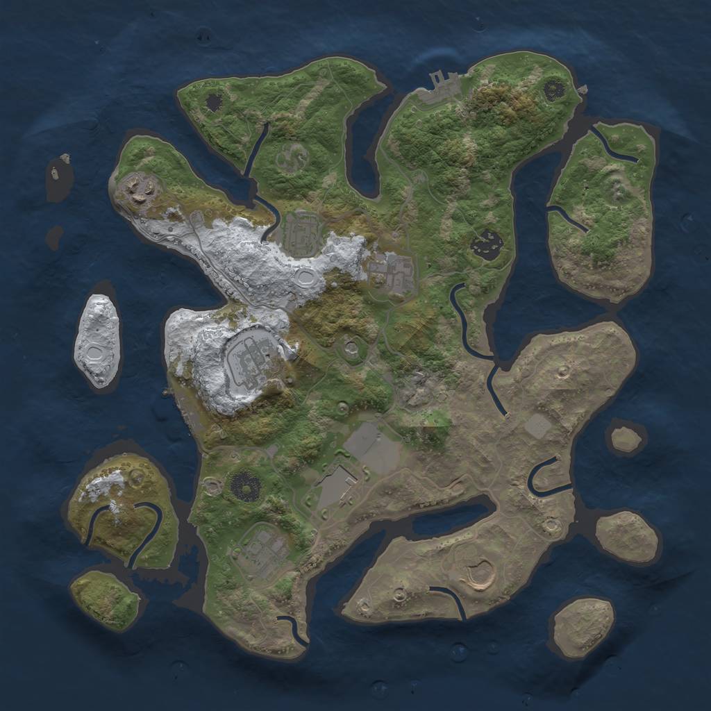 Rust Map: Procedural Map, Size: 3500, Seed: 578250, 16 Monuments