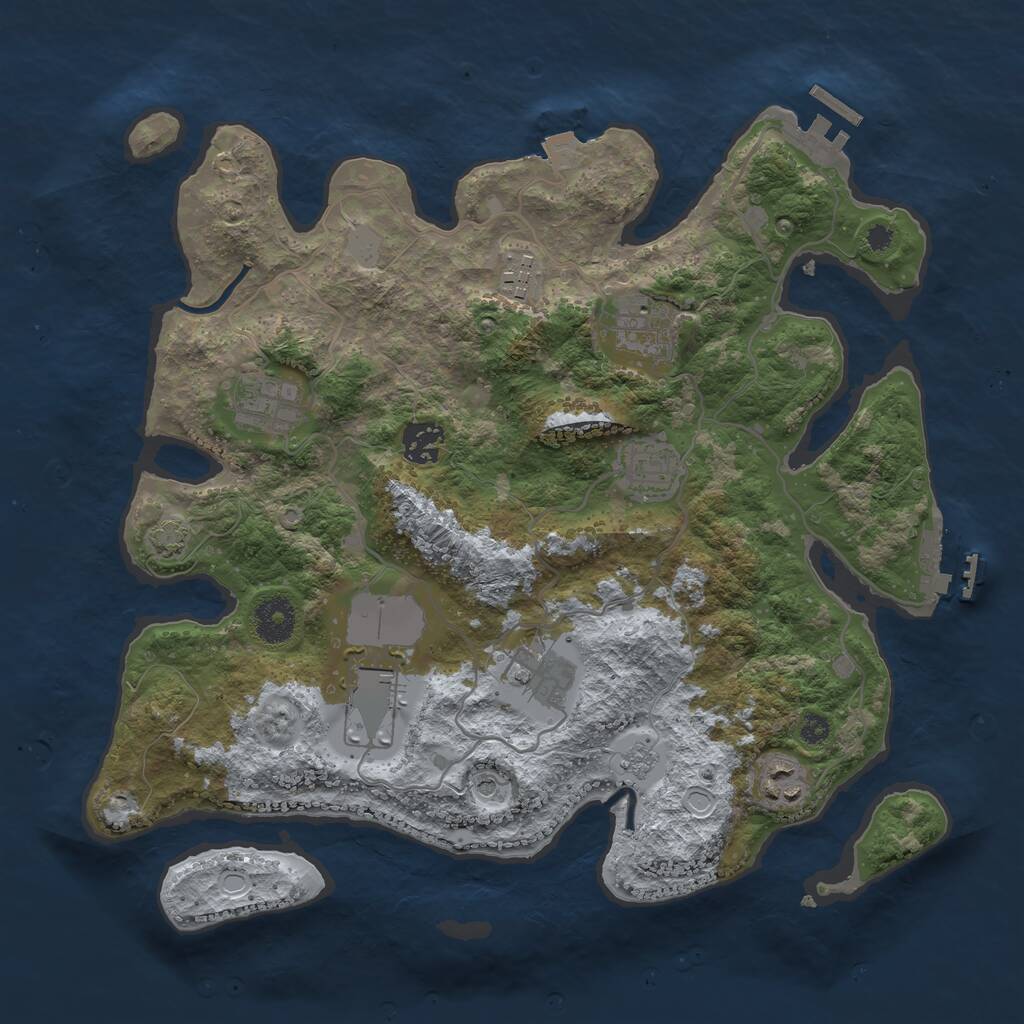 Rust Map: Procedural Map, Size: 3500, Seed: 2211817, 14 Monuments