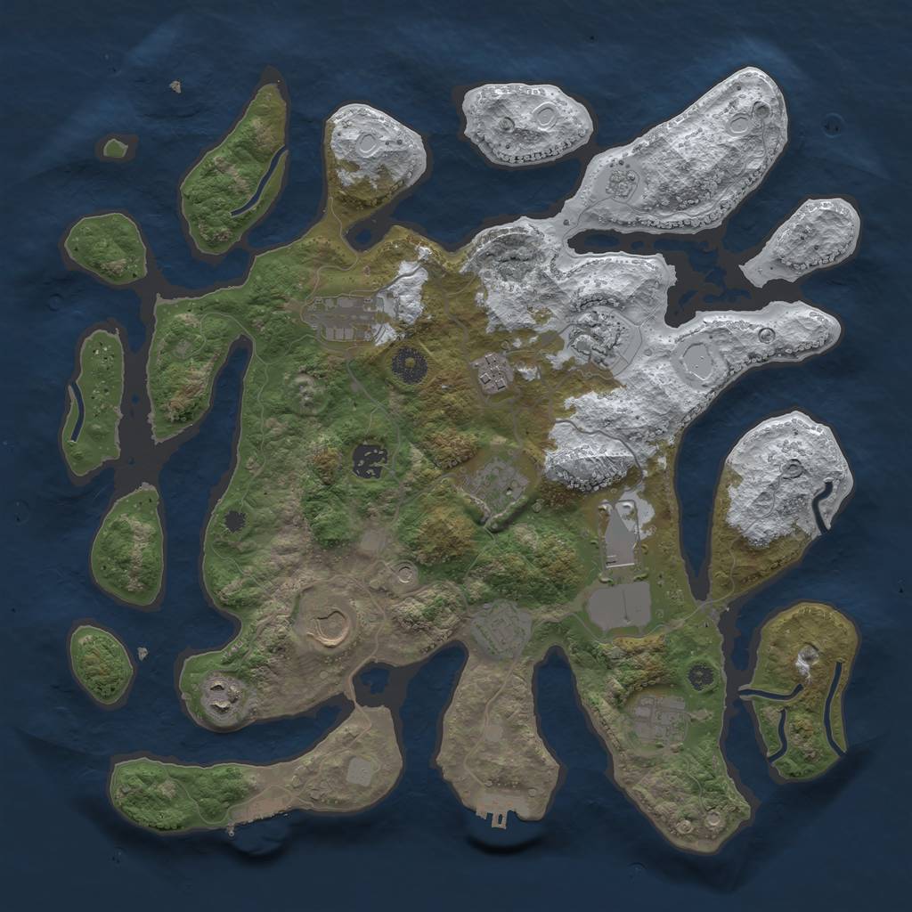 Rust Map: Procedural Map, Size: 3800, Seed: 4854813, 19 Monuments
