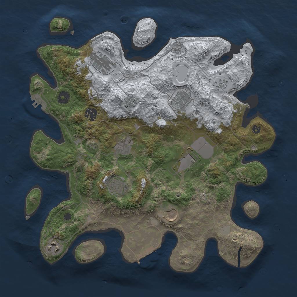 Rust Map: Procedural Map, Size: 3500, Seed: 3194689, 18 Monuments