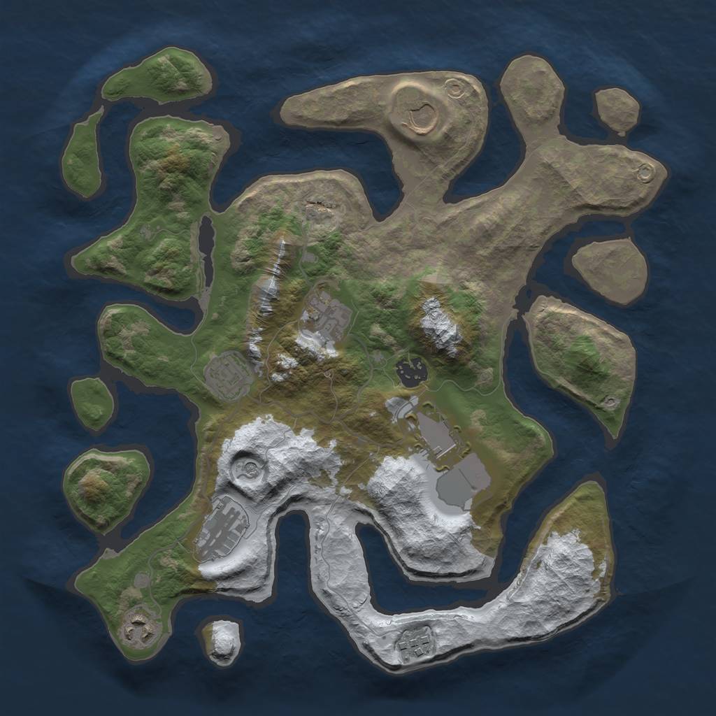 Rust Map: Barren, Size: 3500, Seed: 3251024, 11 Monuments