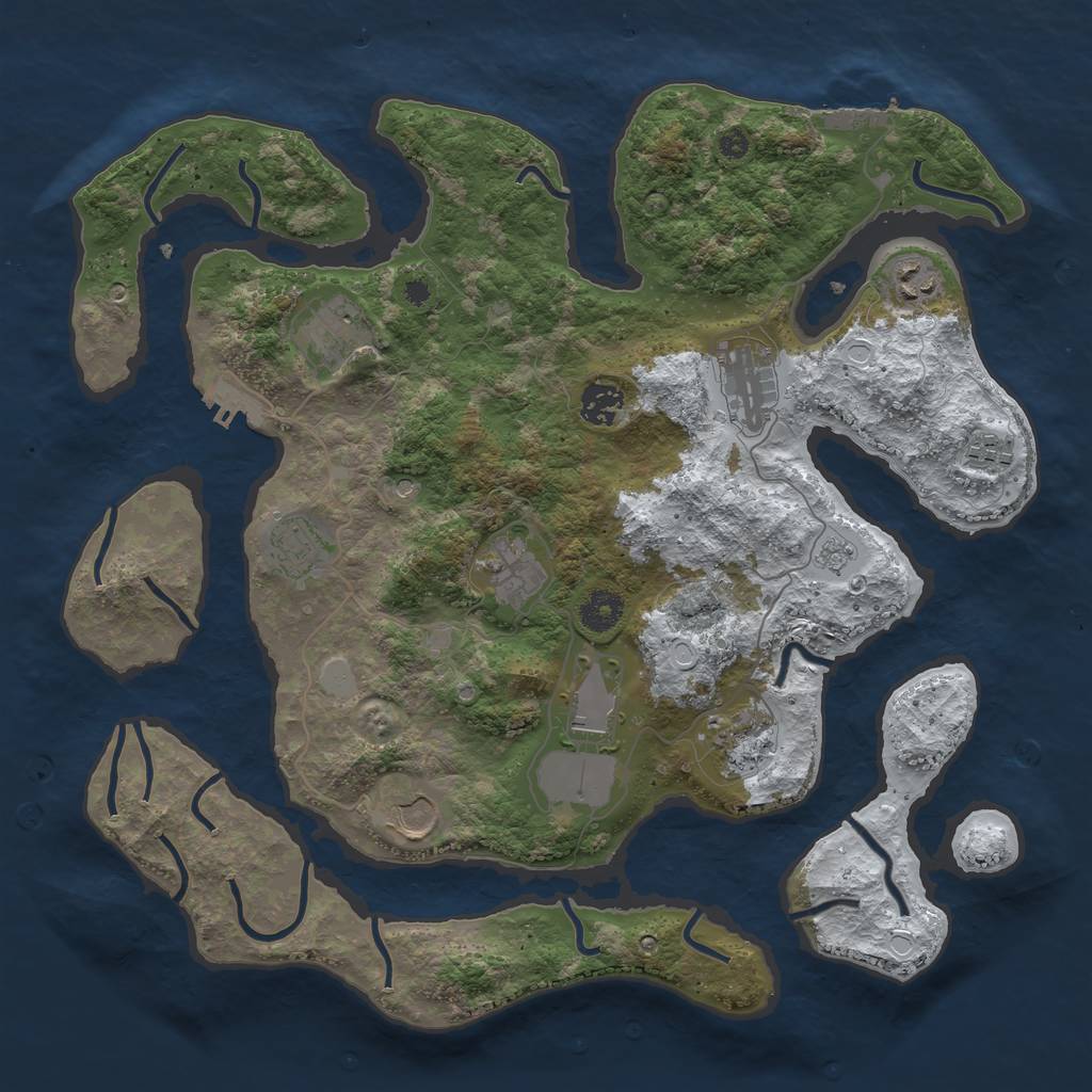 Rust Map: Procedural Map, Size: 3800, Seed: 1551964, 19 Monuments