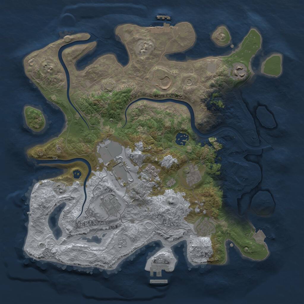 Rust Map: Procedural Map, Size: 3500, Seed: 2558097, 14 Monuments