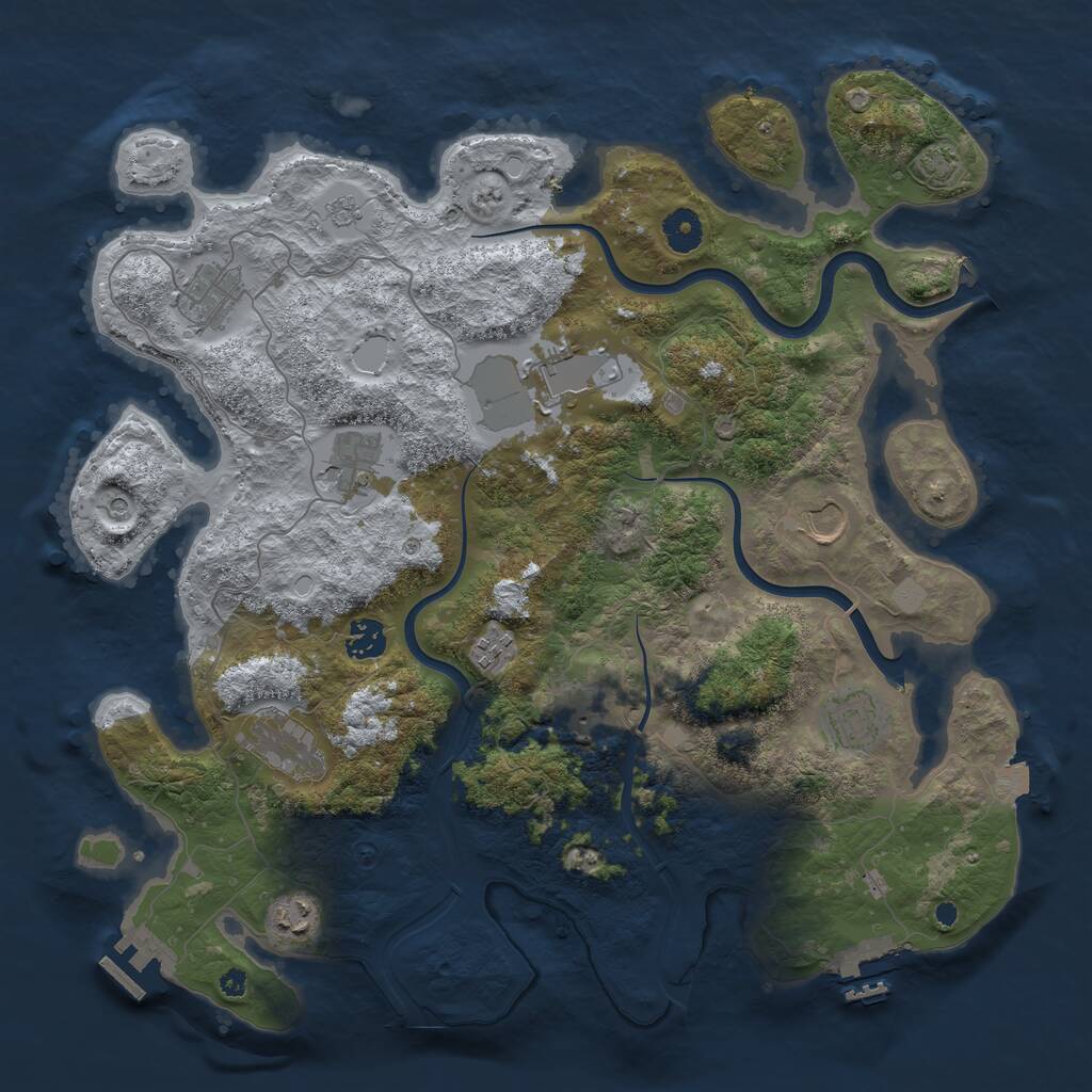 Rust Map: Procedural Map, Size: 3950, Seed: 694446888, 16 Monuments