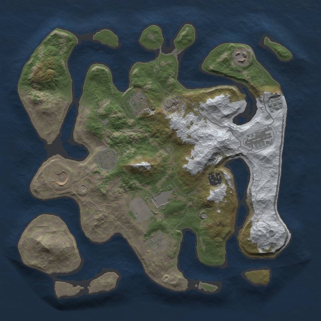 Rust Map: Barren, Size: 3500, Seed: 5780908, 12 Monuments