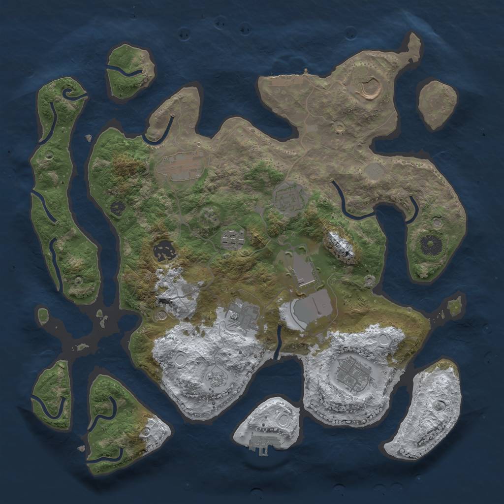 Rust Map: Procedural Map, Size: 3500, Seed: 4231986, 17 Monuments