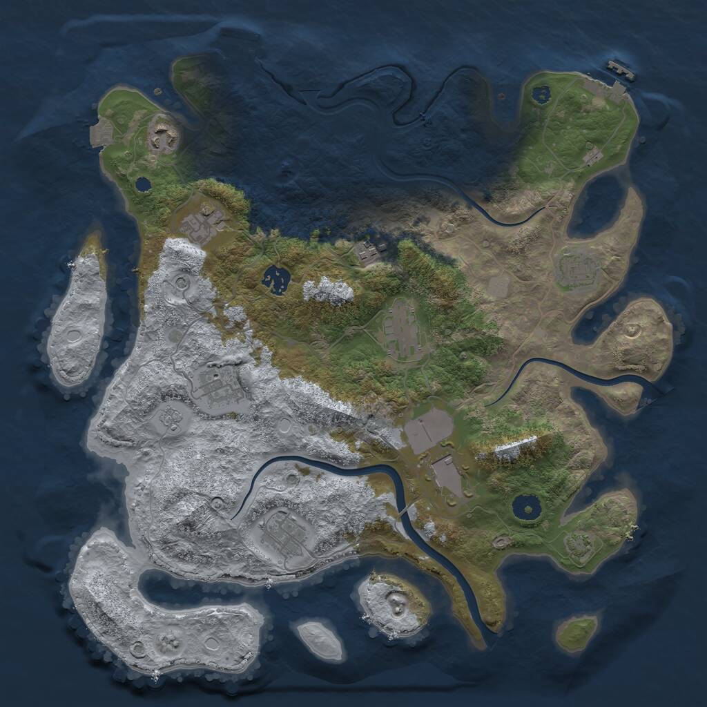Rust Map: Procedural Map, Size: 3800, Seed: 1325900, 15 Monuments
