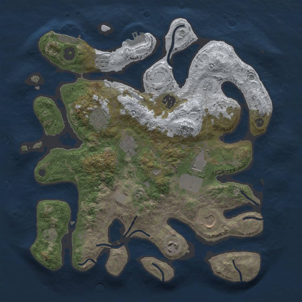 Rust Map: Procedural Map, Size: 3500, Seed: 1456394, 16 Monuments