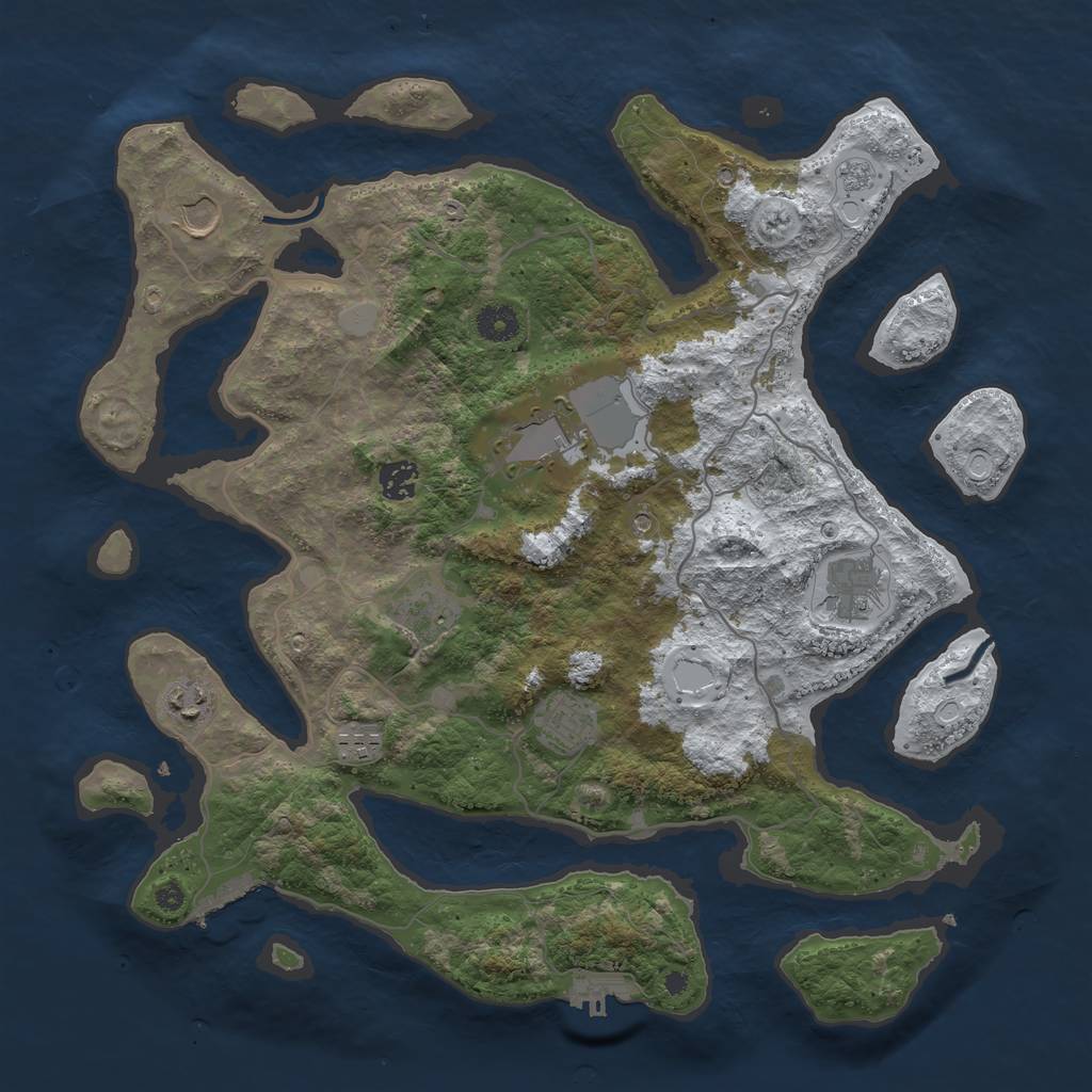 Rust Map: Procedural Map, Size: 4000, Seed: 93, 17 Monuments