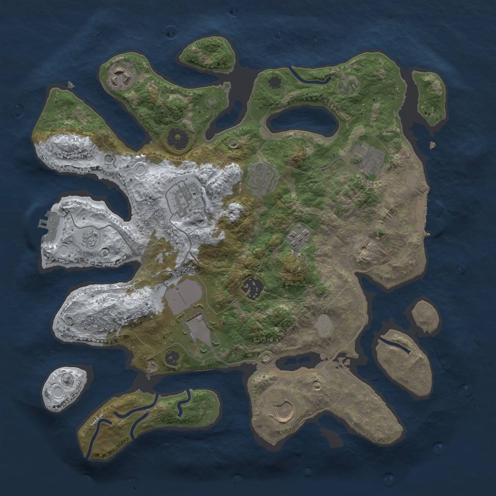 Rust Map: Procedural Map, Size: 3500, Seed: 491638, 17 Monuments