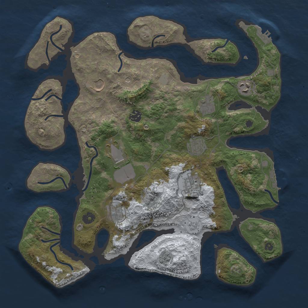 Rust Map: Procedural Map, Size: 3800, Seed: 1630433, 18 Monuments