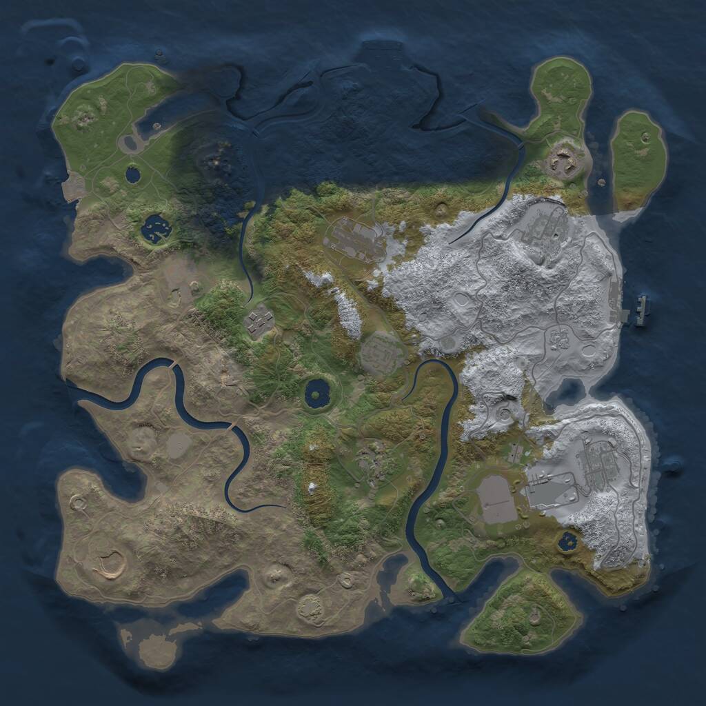 Rust Map: Procedural Map, Size: 3800, Seed: 1393783525, 17 Monuments