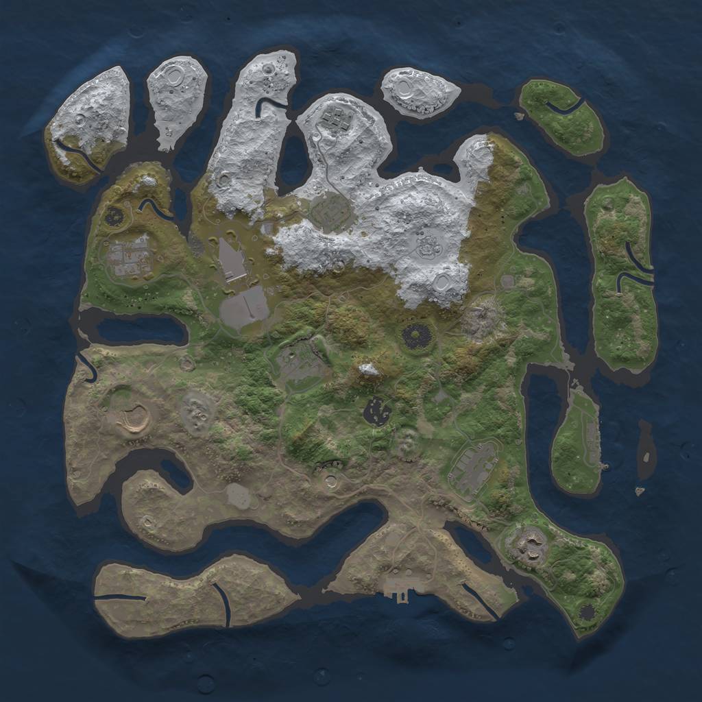 Rust Map: Procedural Map, Size: 3800, Seed: 5168814, 18 Monuments