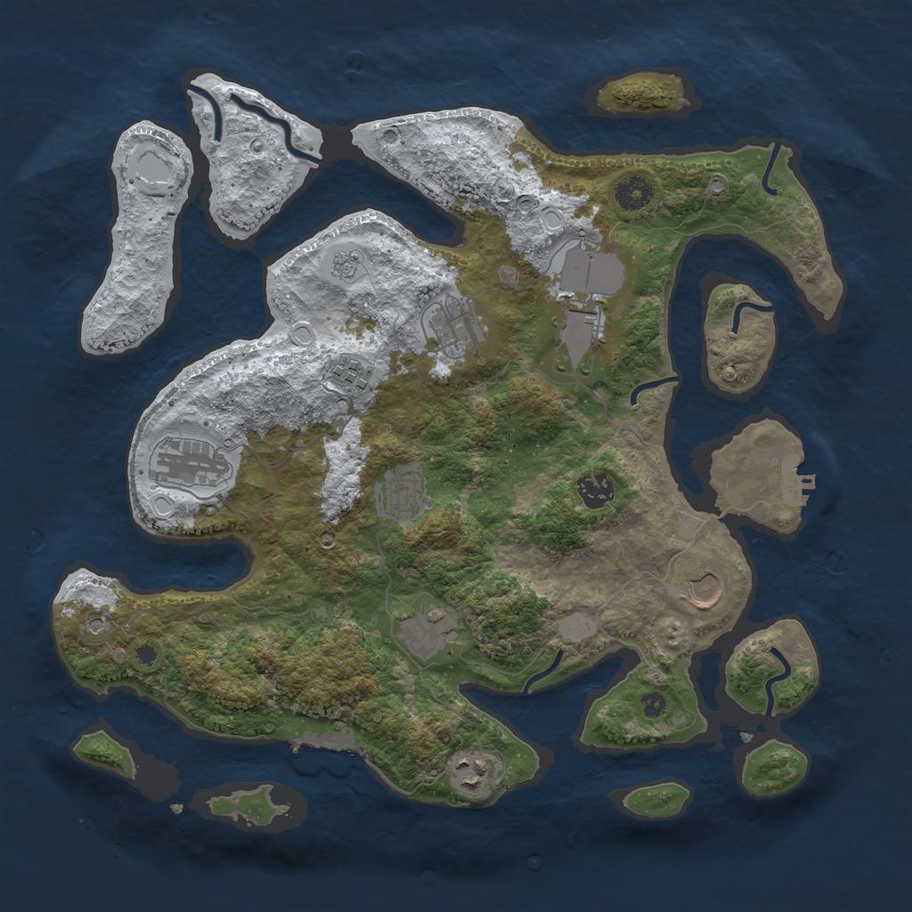Rust Map: Procedural Map, Size: 3800, Seed: 3845419, 18 Monuments