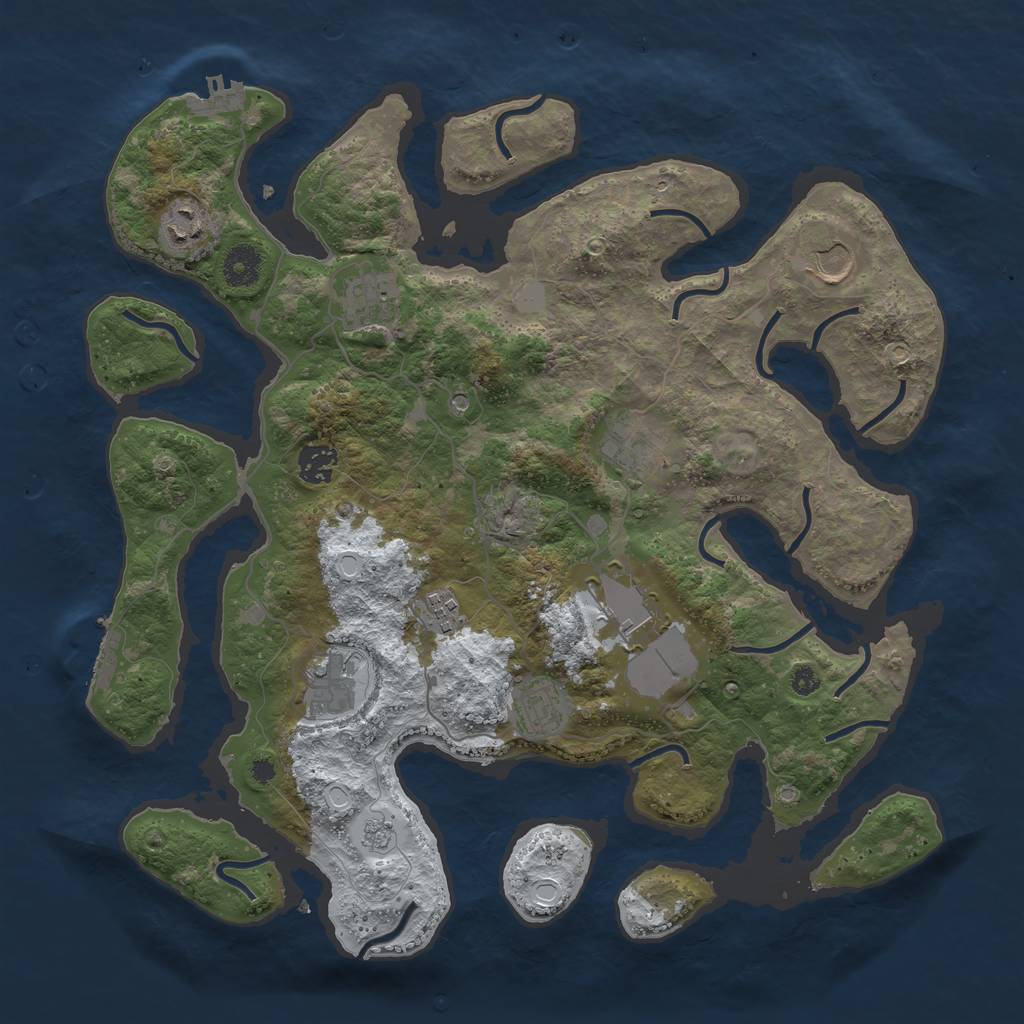 Rust Map: Procedural Map, Size: 3800, Seed: 5326710, 18 Monuments