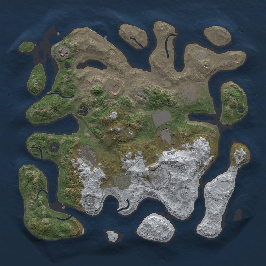 Rust Map: Procedural Map, Size: 3800, Seed: 1947245, 17 Monuments