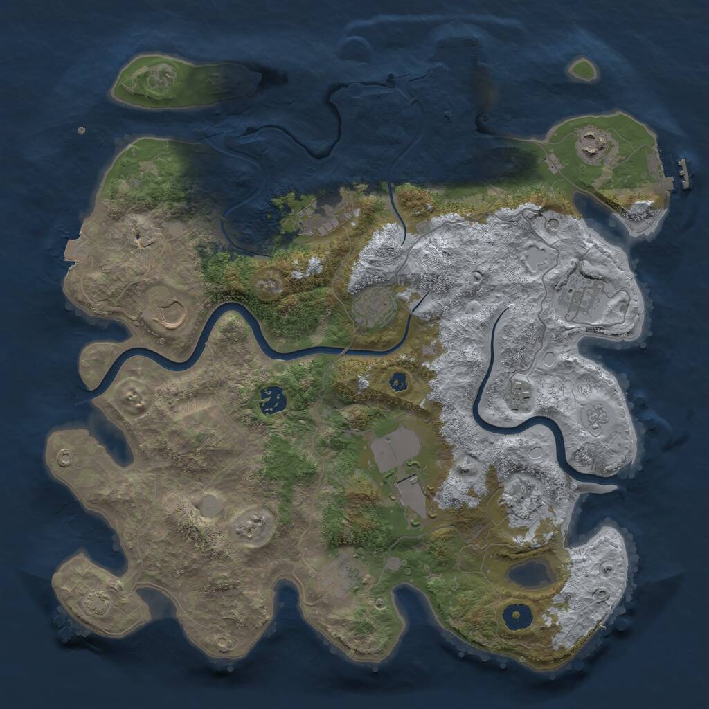 Rust Map: Procedural Map, Size: 3800, Seed: 2245895, 16 Monuments