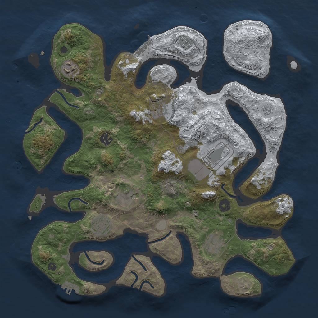 Rust Map: Procedural Map, Size: 3800, Seed: 4088736, 17 Monuments
