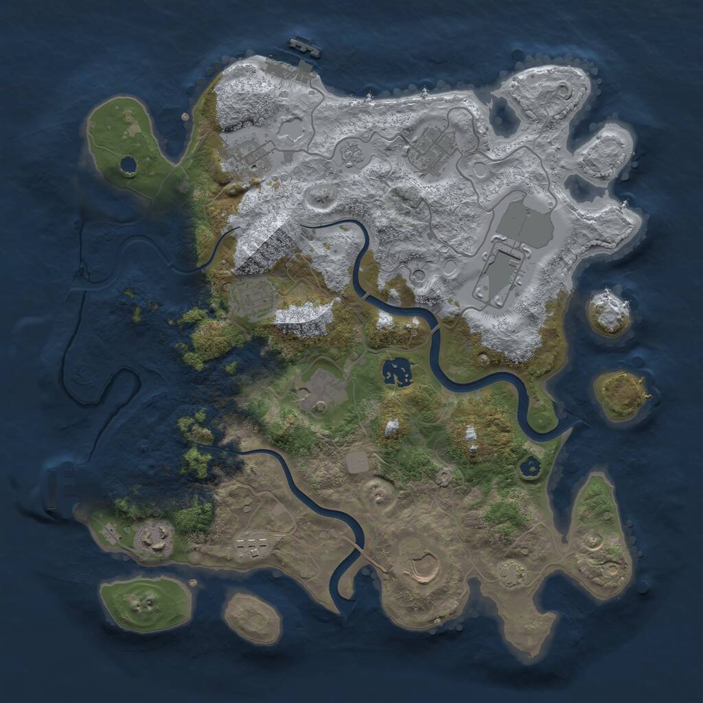 Rust Map: Procedural Map, Size: 3500, Seed: 2448248, 15 Monuments