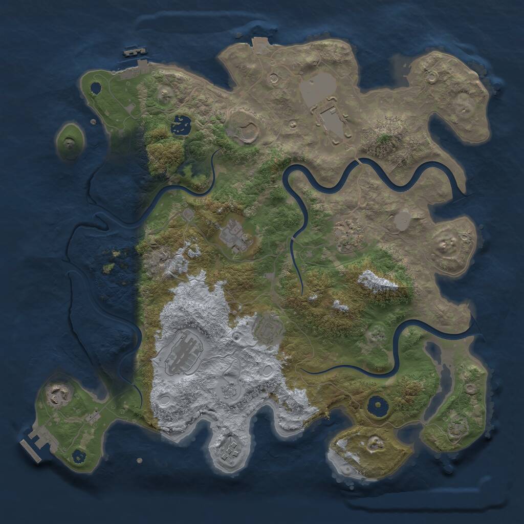 Rust Map: Procedural Map, Size: 3800, Seed: 2424643, 15 Monuments