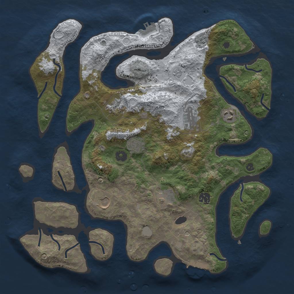 Rust Map: Procedural Map, Size: 3800, Seed: 5034076, 17 Monuments