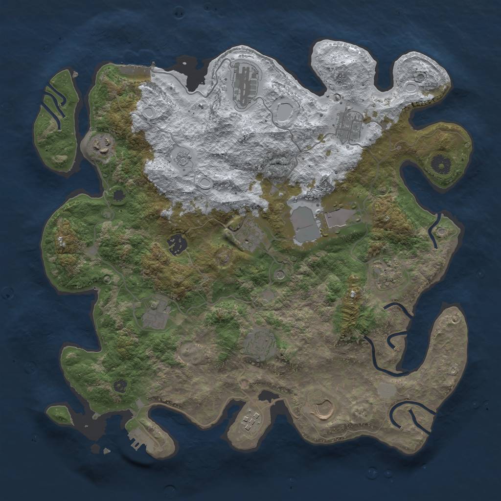 Rust Map: Procedural Map, Size: 3800, Seed: 4477688, 20 Monuments