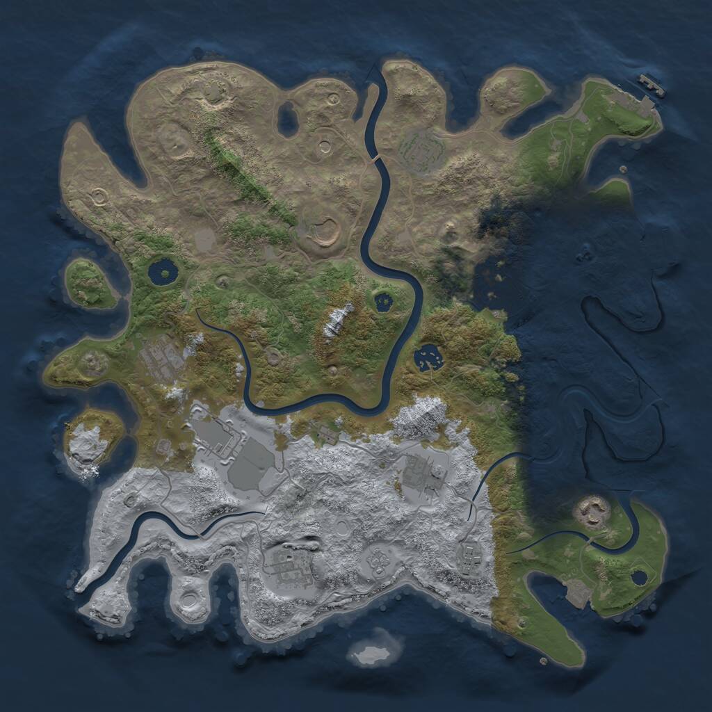 Rust Map: Procedural Map, Size: 3800, Seed: 5807698, 16 Monuments