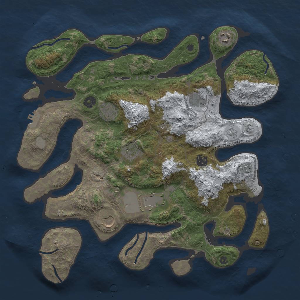 Rust Map: Procedural Map, Size: 3800, Seed: 885947, 16 Monuments