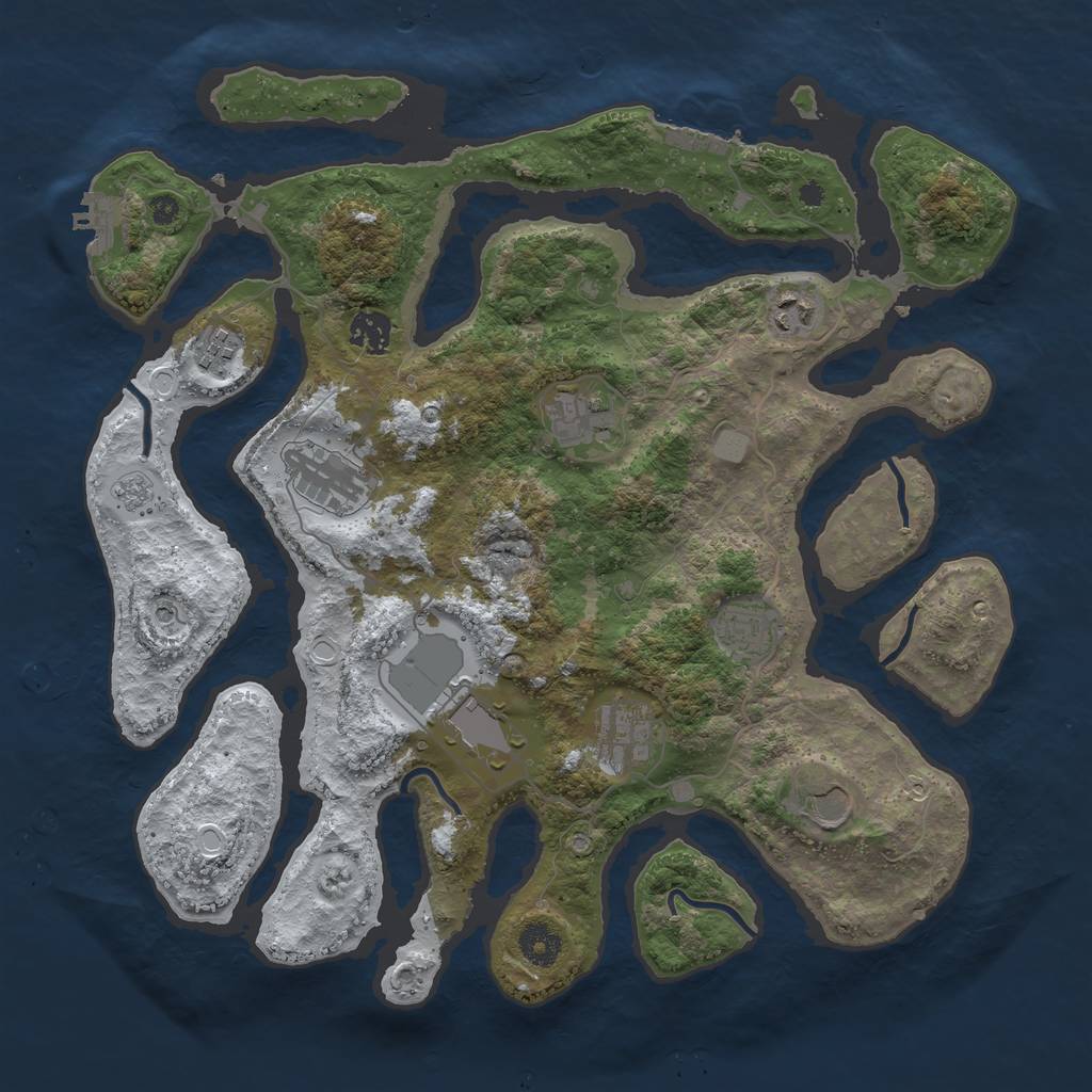Rust Map: Procedural Map, Size: 3800, Seed: 3545793, 18 Monuments