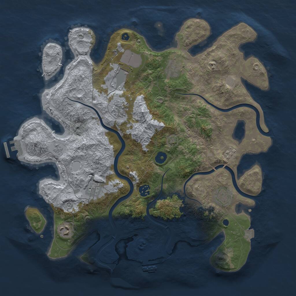 Rust Map: Procedural Map, Size: 3800, Seed: 2358379, 14 Monuments