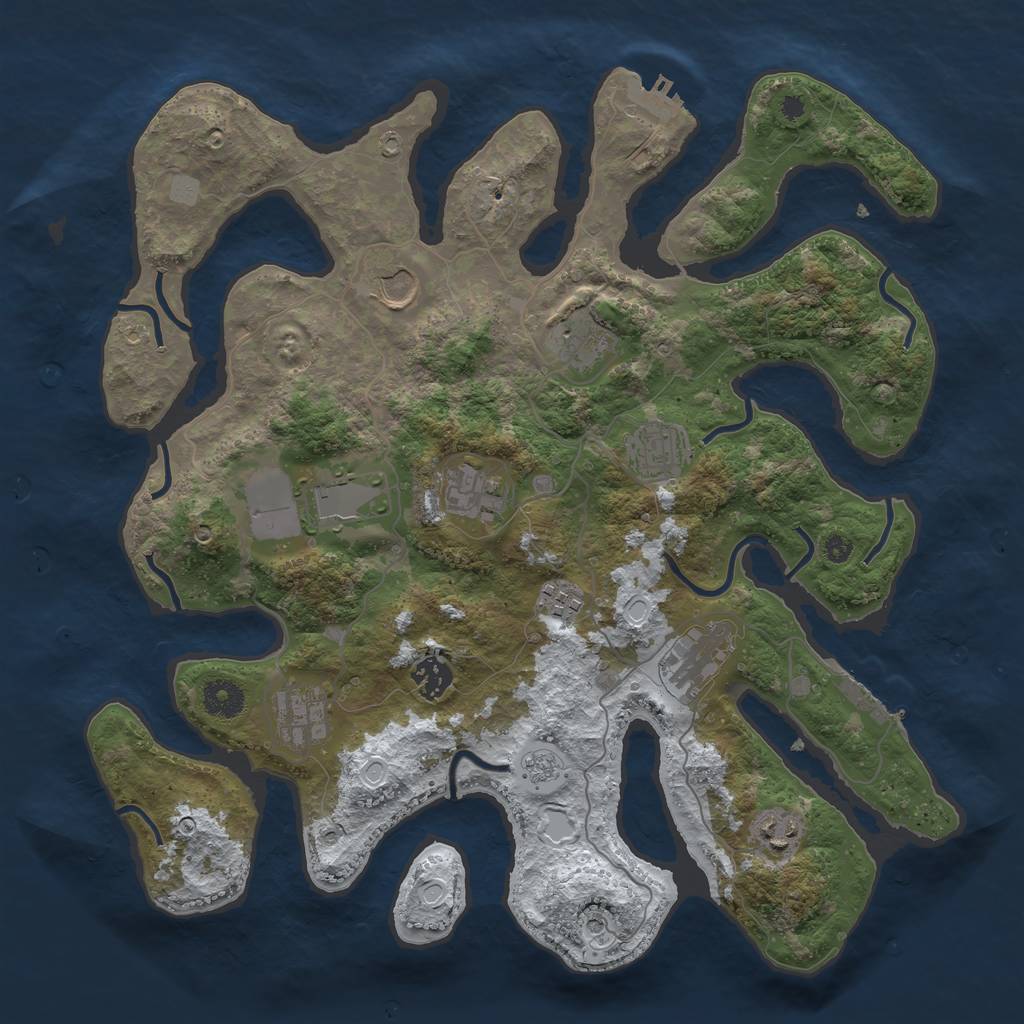 Rust Map: Procedural Map, Size: 3800, Seed: 664424, 19 Monuments