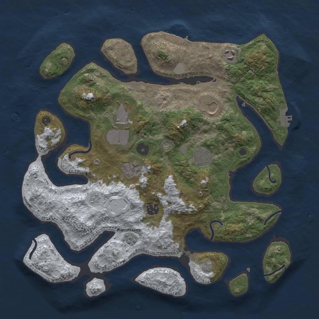 Rust Map: Procedural Map, Size: 3800, Seed: 1763125, 16 Monuments