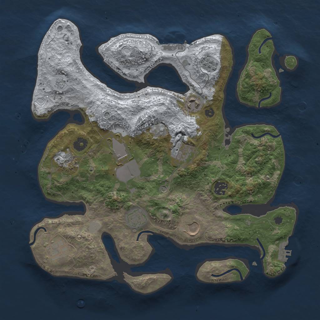 Rust Map: Procedural Map, Size: 3500, Seed: 2173812, 18 Monuments