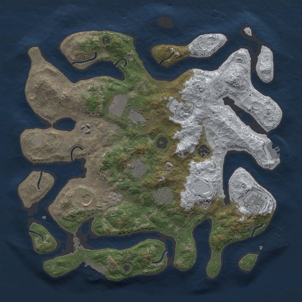 Rust Map: Procedural Map, Size: 3800, Seed: 4707738, 18 Monuments