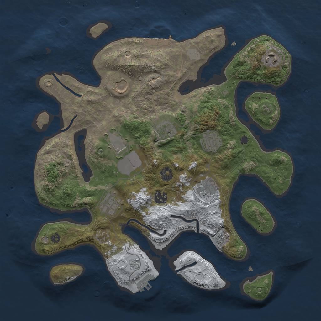 Rust Map: Procedural Map, Size: 3500, Seed: 5465192, 17 Monuments